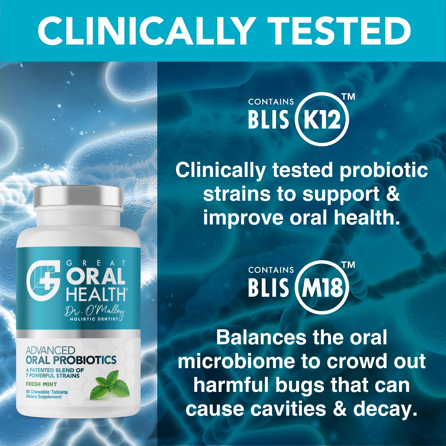 Etiqueta frontal de Great Oral Health con BLIS K12/M18