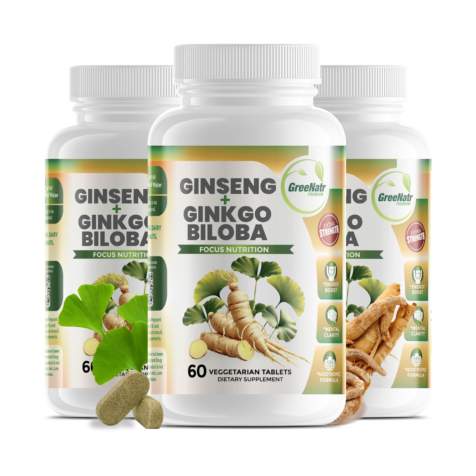GreeNatr botellas de suplemento listas para tomar, apoyo diario de energía natural.