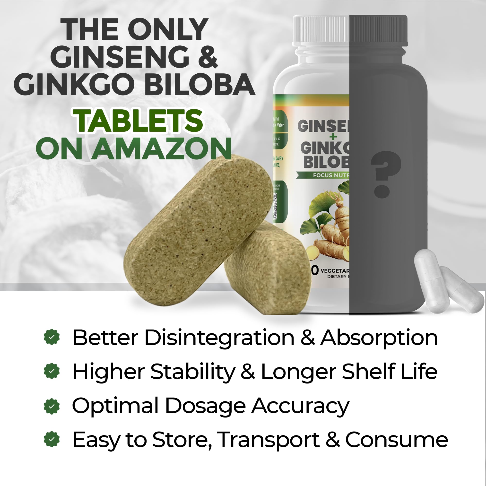 GreeNatr cápsulas ginkgo-biloba, mejora potencial de la memoria y concentración.