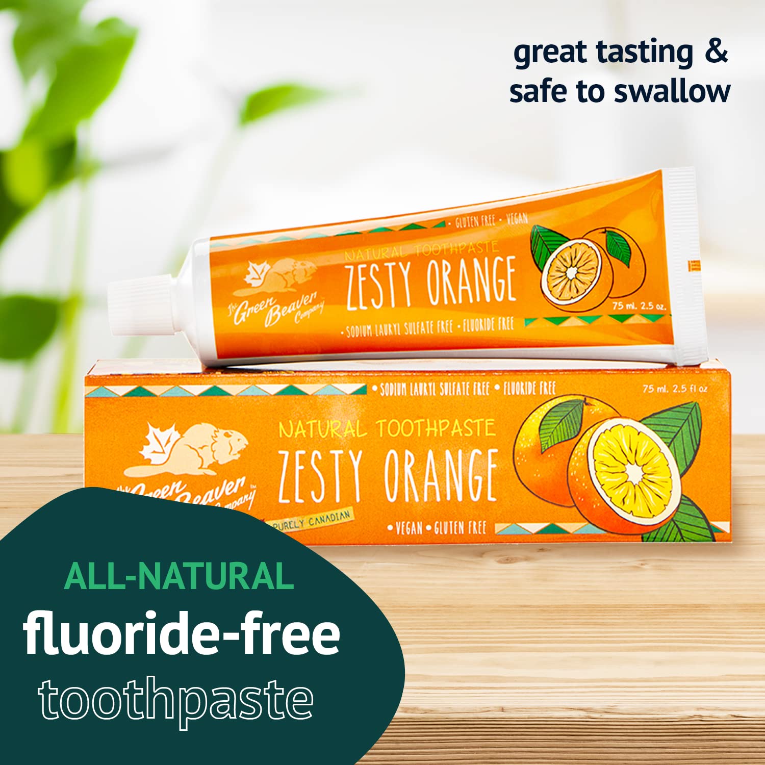 Green Beaver Orange Zesty, pasta dental cremosa que promete suavidad al cepillado.