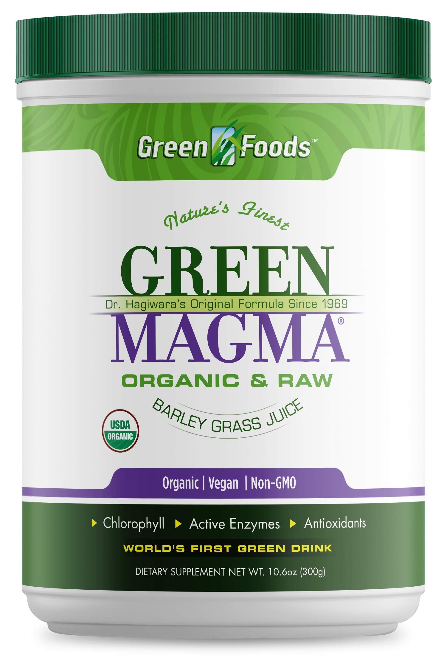 Green Foods Green Magma envase frontal, opción diaria para apoyo nutricional equilibrado.