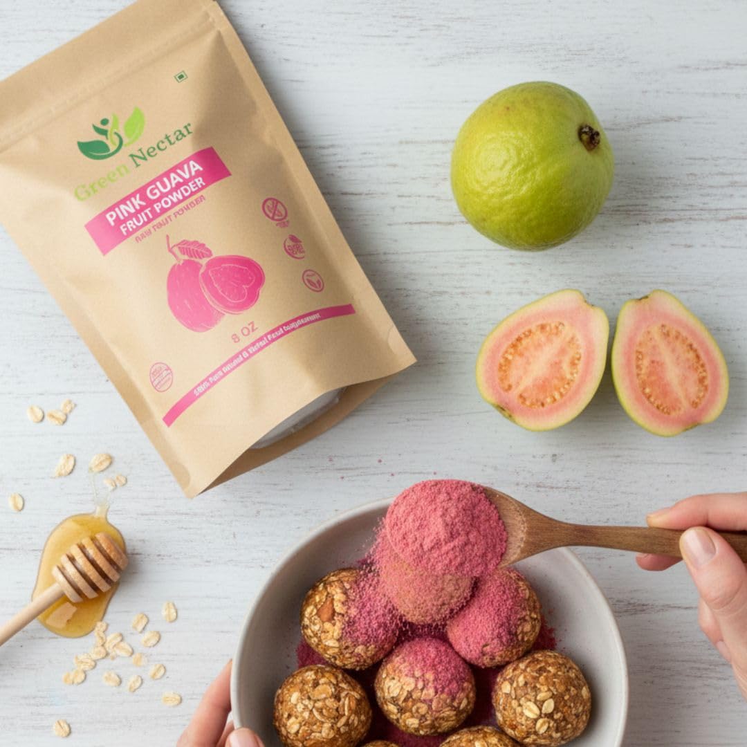 GREEN NECTAR polvo guayaba rosa uso diario vegano y sin gluten