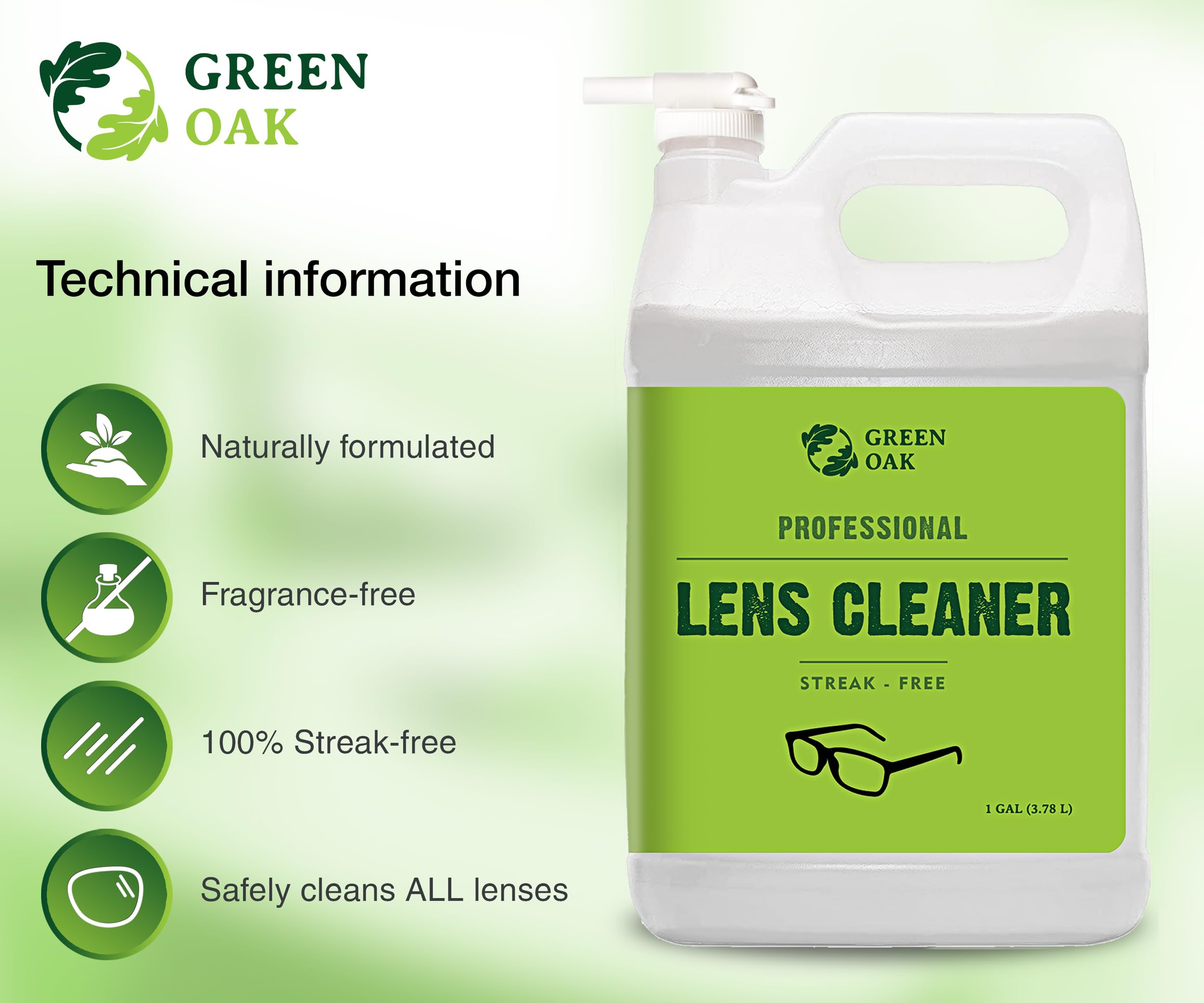 Green Oak limpiador profesional para lentes en botella de 8 oz, fácil dosificar