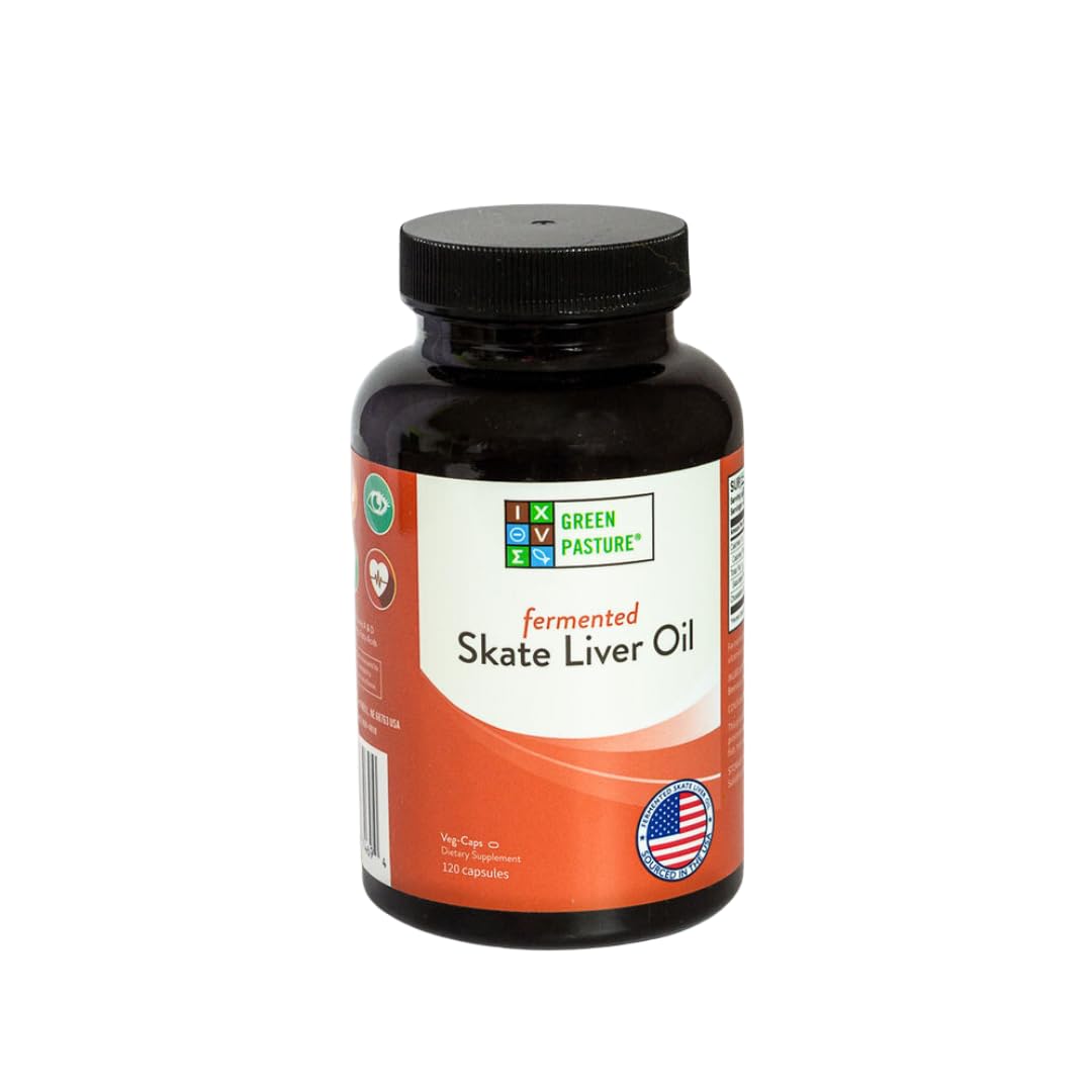 Green Pasture aceites de hígado de raya fermentado en cápsulas, fuente de omega-3