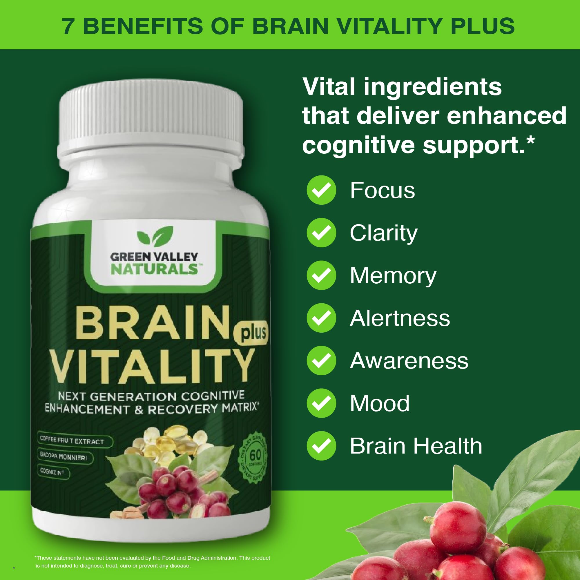 Brain Vitality Plus cápsulas para memoria y concentración sostenida.