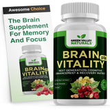 Brain Vitality Plus envase de GREEN VALLEY NATURALS para enfoque diario.