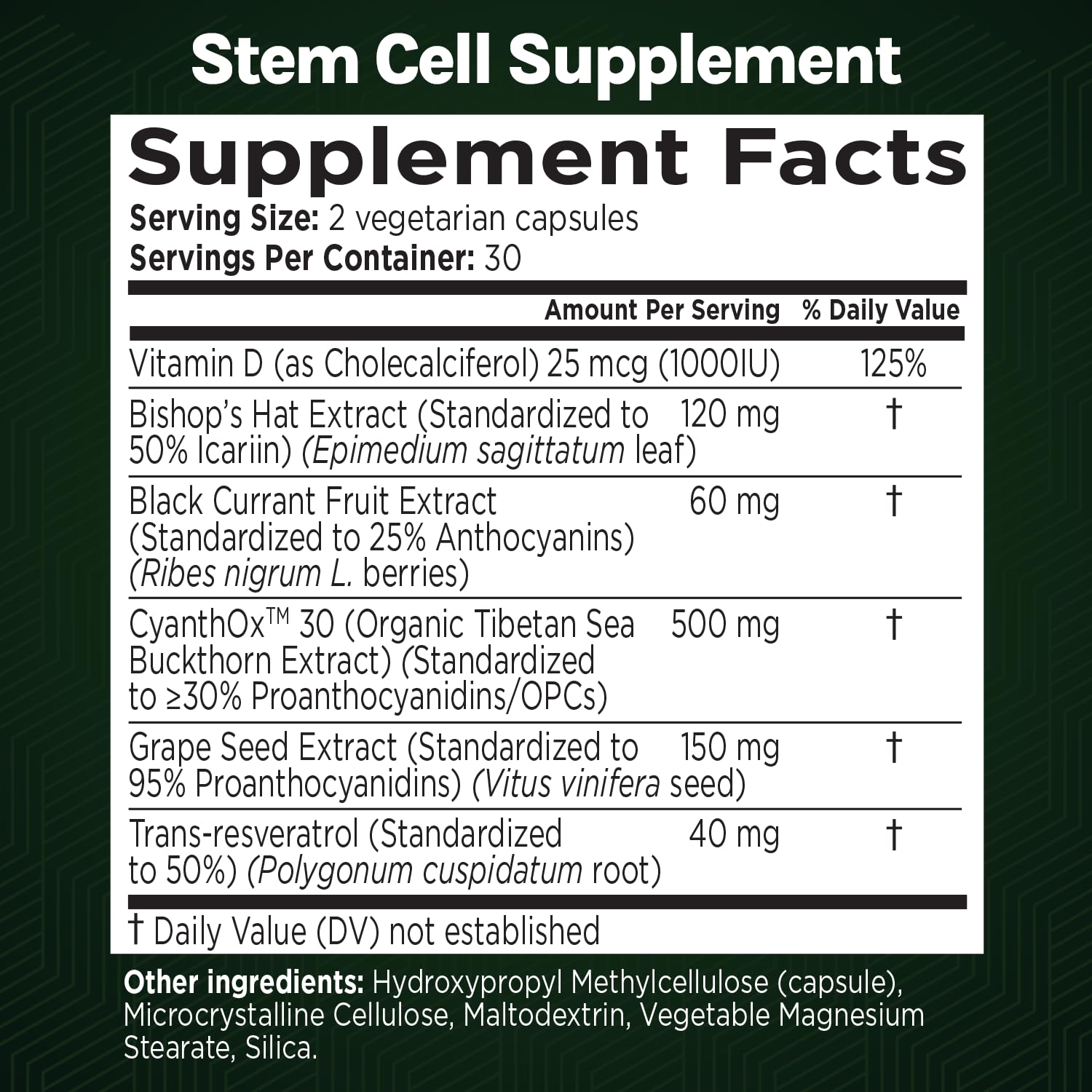 GREEN VALLEY NATURALS Stem Cell Restore: CYANTHOX30 y espino amarillo, apoyo antioxidante a células.