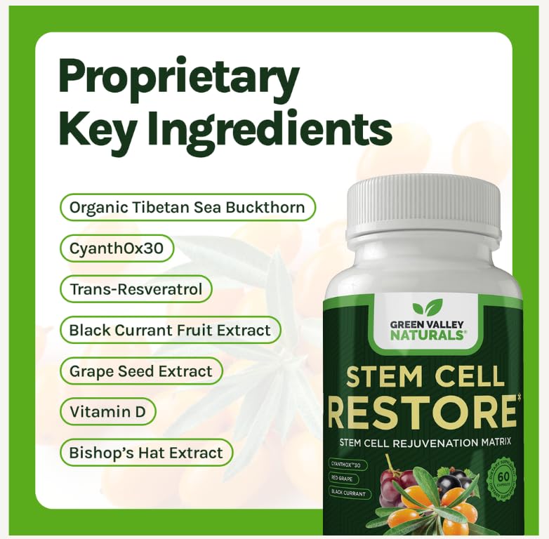 GREEN VALLEY NATURALS Stem Cell Restore: extracto de grosella negra para bienestar general.