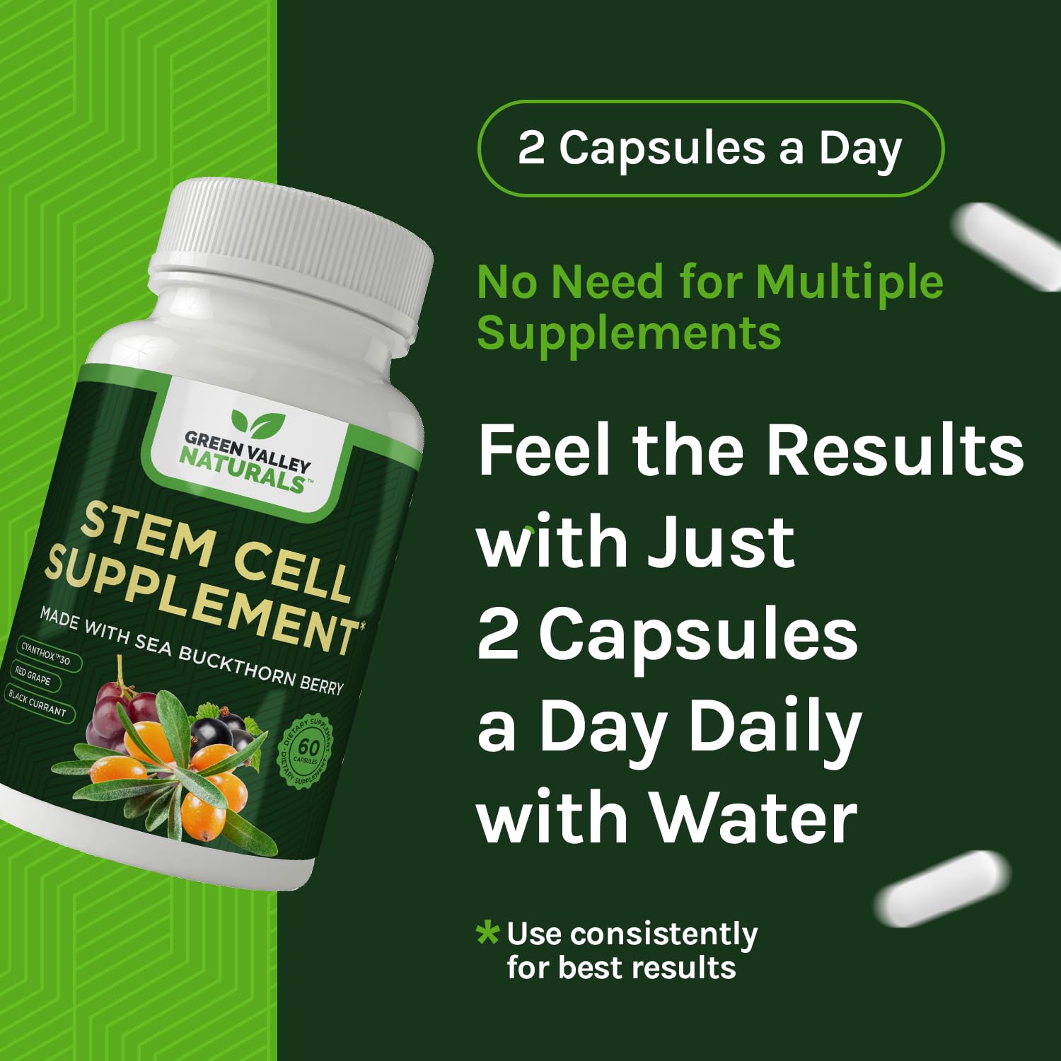 GREEN VALLEY NATURALS Stem Cell Restore: extracto de semilla de uva, apoyo a la circulación.