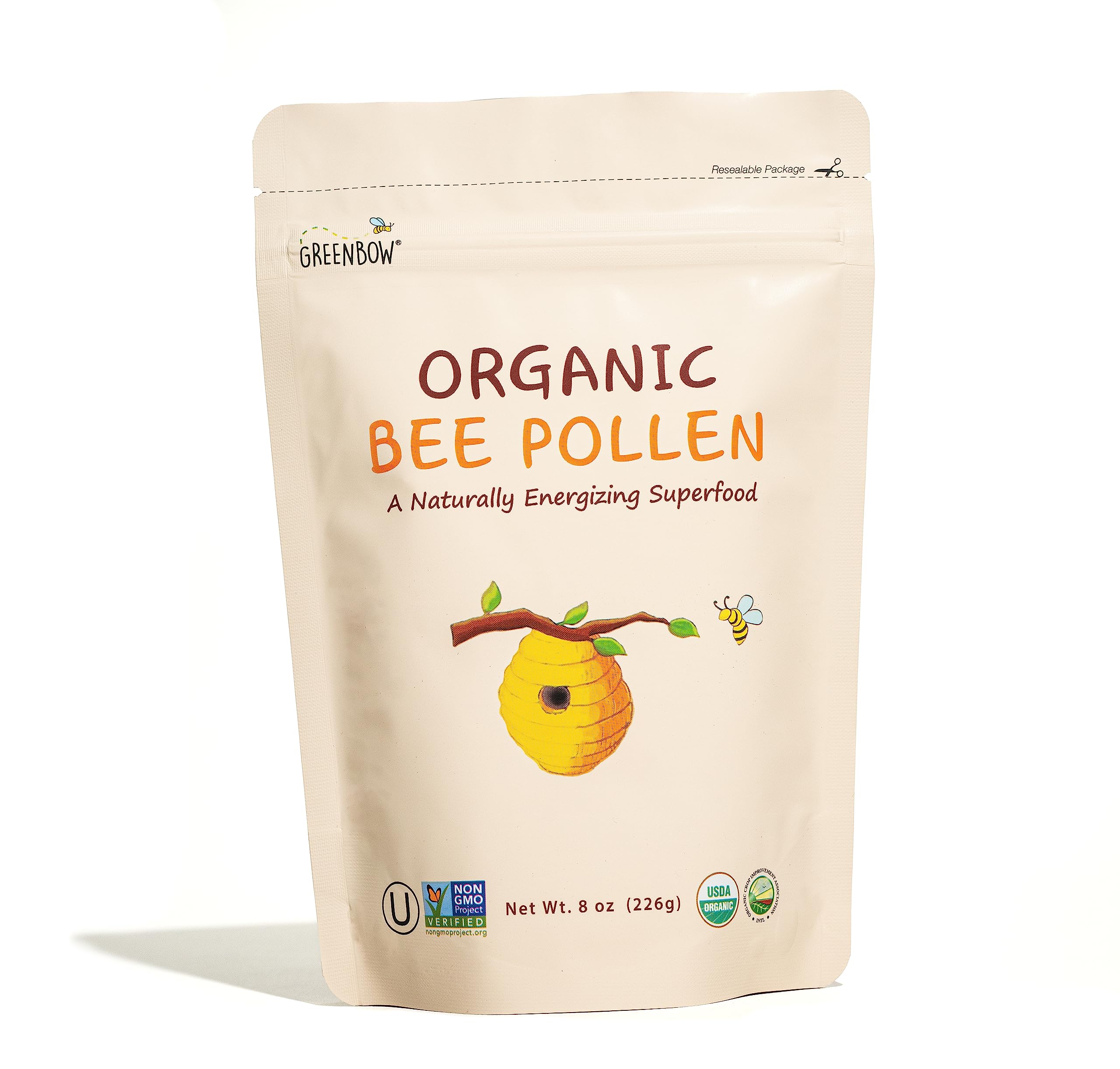 Greenbow polen de abeja orgánico en empaque, listo para consumo diario