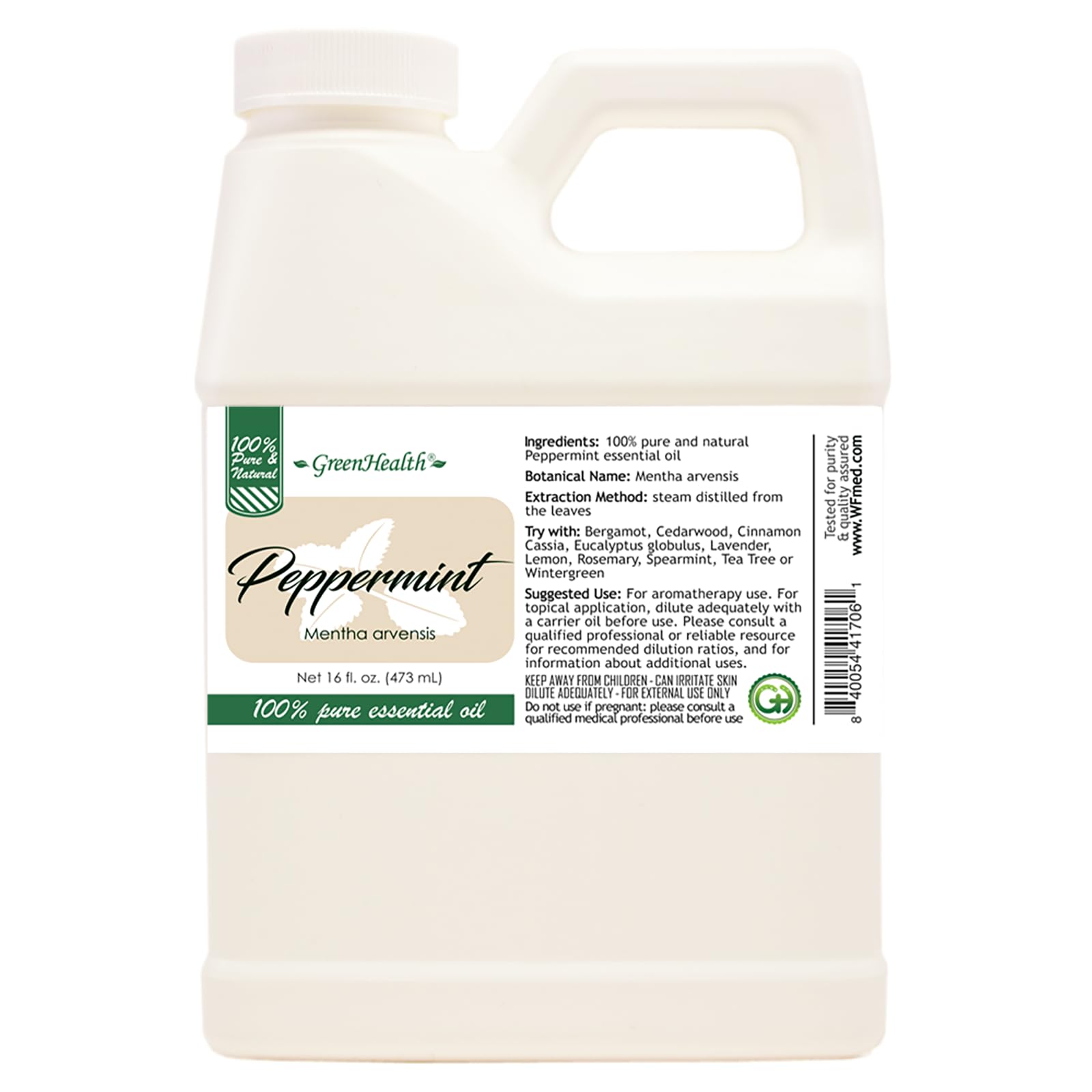 GreenHealth Aceite esencial de menta japonesa, botella de 16 onzas, aroma refrescante.