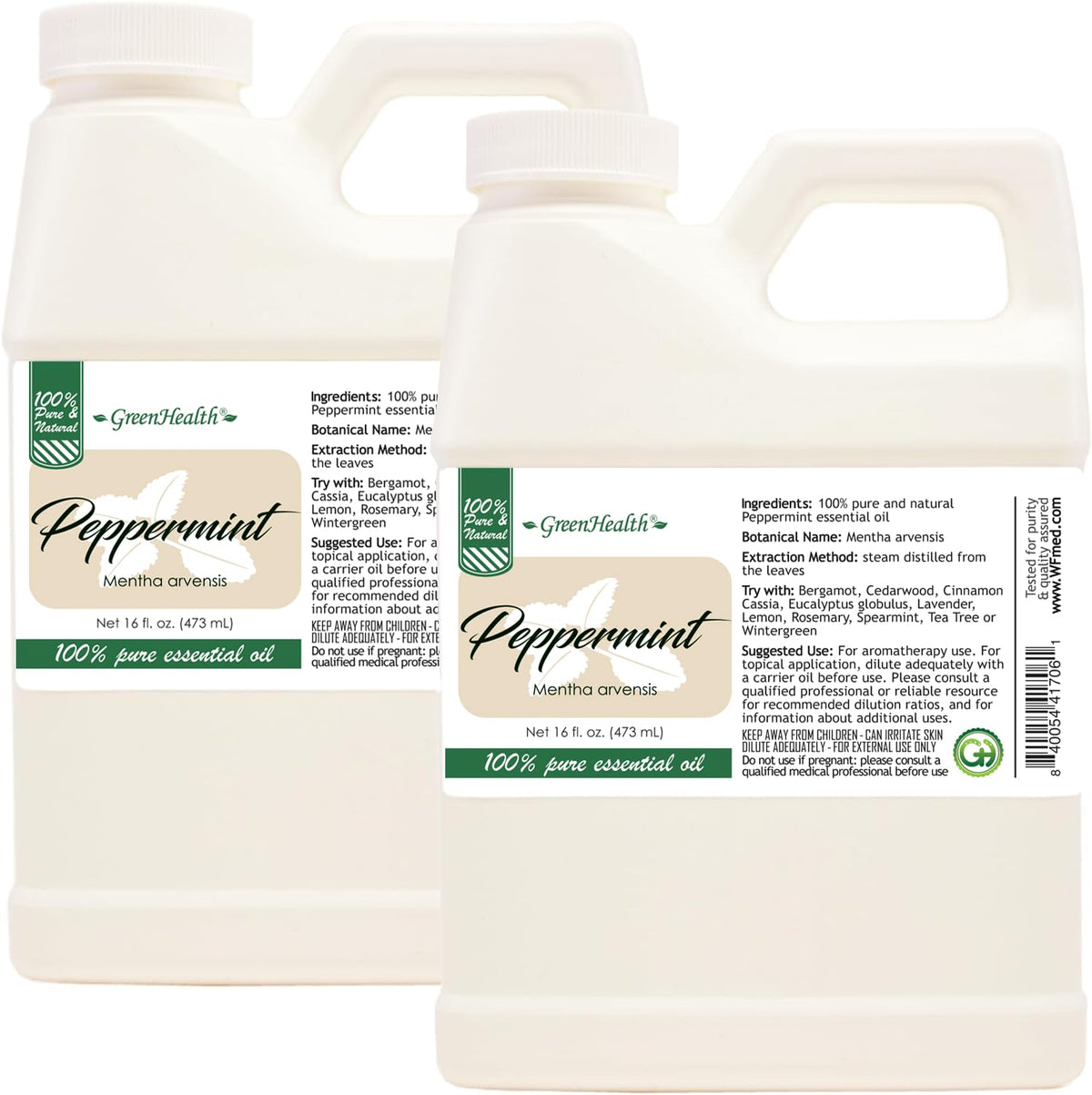 GreenHealth Aceite de Menta puro en botella de 16 oz para aromaterapia