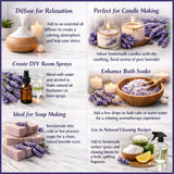 GreenHealth Lavanda, etiqueta detallada, describe aroma floral clásico para relajación ambiental.