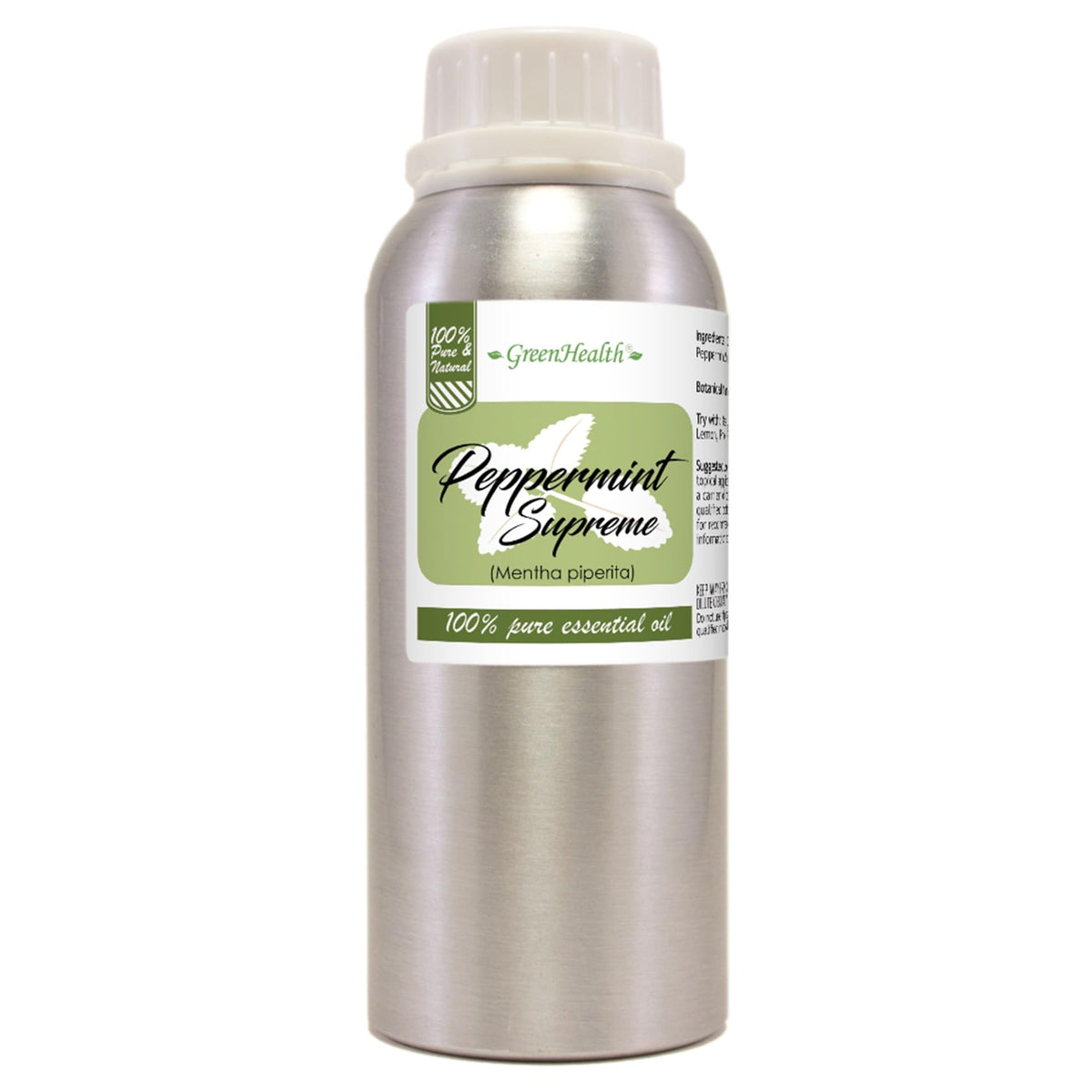 GreenHealth Menta Piperita en botella de aluminio, aroma fresco para difusores.