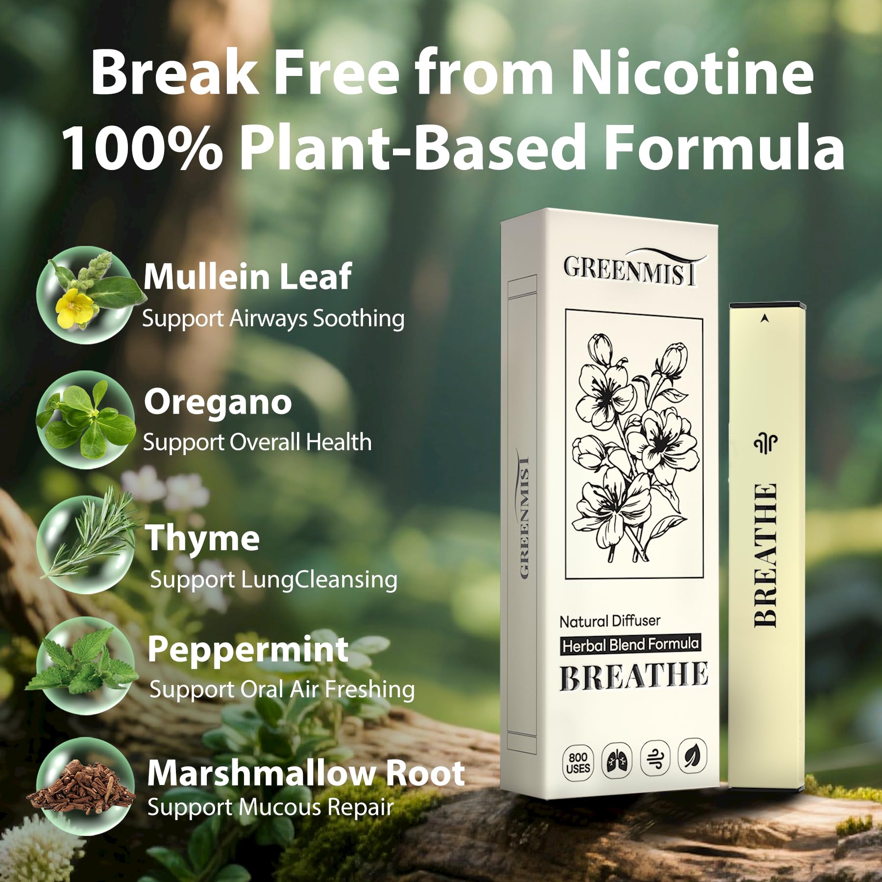 GreenMist: difusor de raíz de malvavisco para experiencia de aroma reconfortante.
