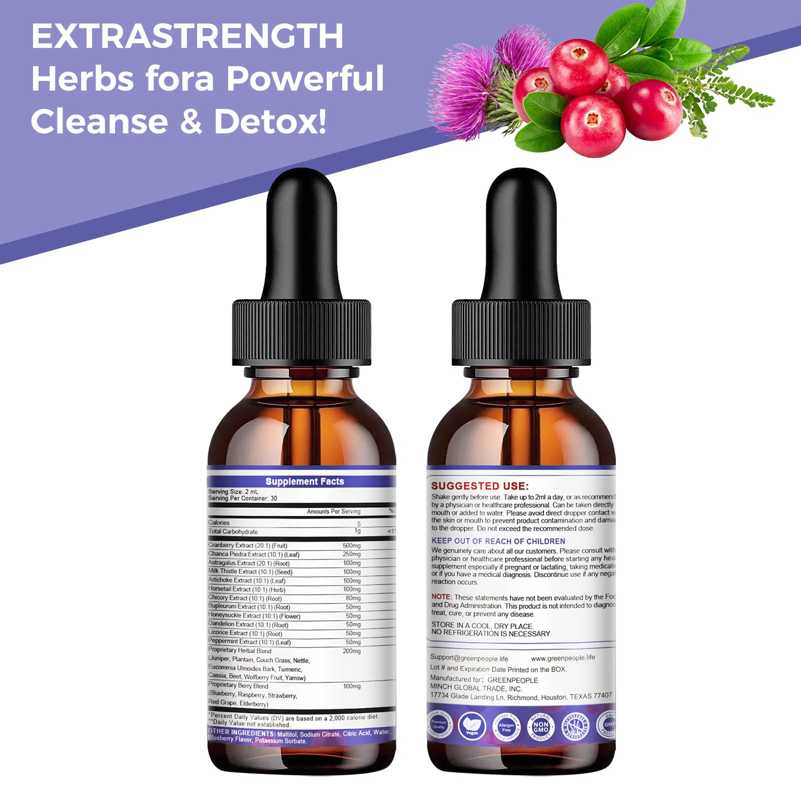 GREENPEOPLE Kidney Cleanse, envase seguro, ideal para almacenamiento en casa.