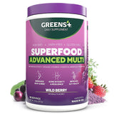 Greens+ Avance Multi Bayas Silvestres Polvo nutritivo para nutrición diaria.