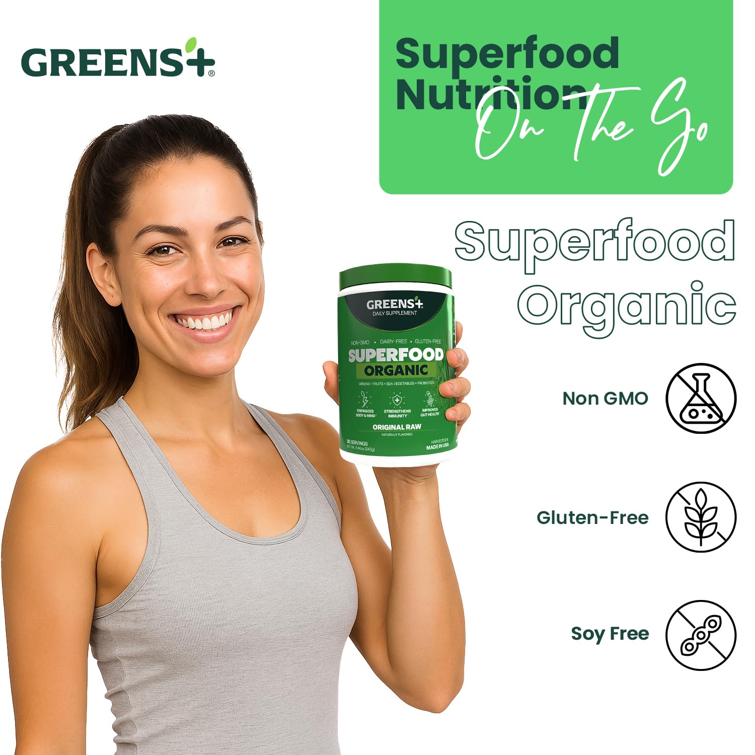 Greens+ Mezcla de vegetales verdes: fuente de nutrientes para una dieta equilibrada.