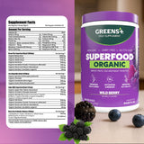 Greens+ sabor-frutas-arandano; perfecto para smoothies diarios.
