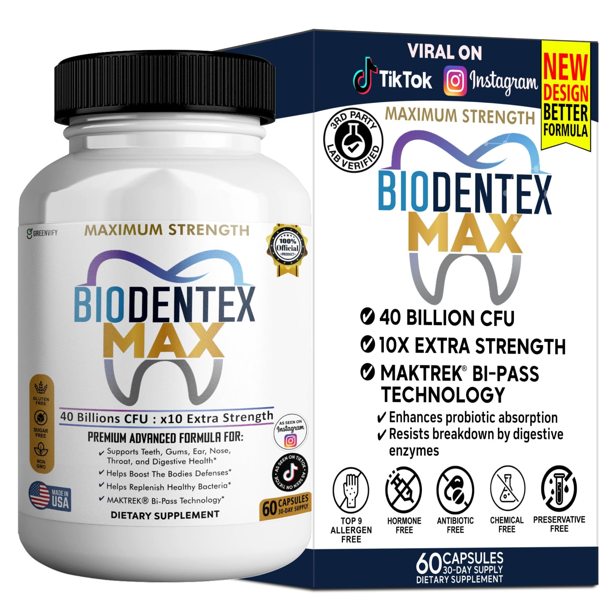 GREENVIFY BioDentex Max: bote de cápsulas para apoyo digestivo diario.