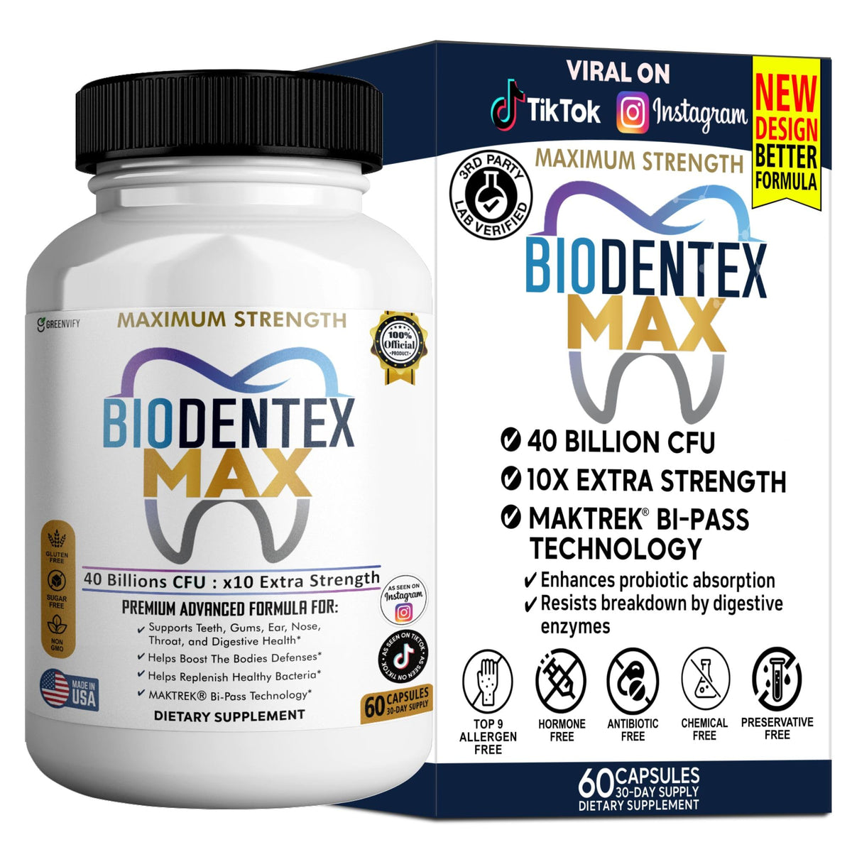 GREENVIFY BioDentex Max: bote de cápsulas para apoyo digestivo diario.