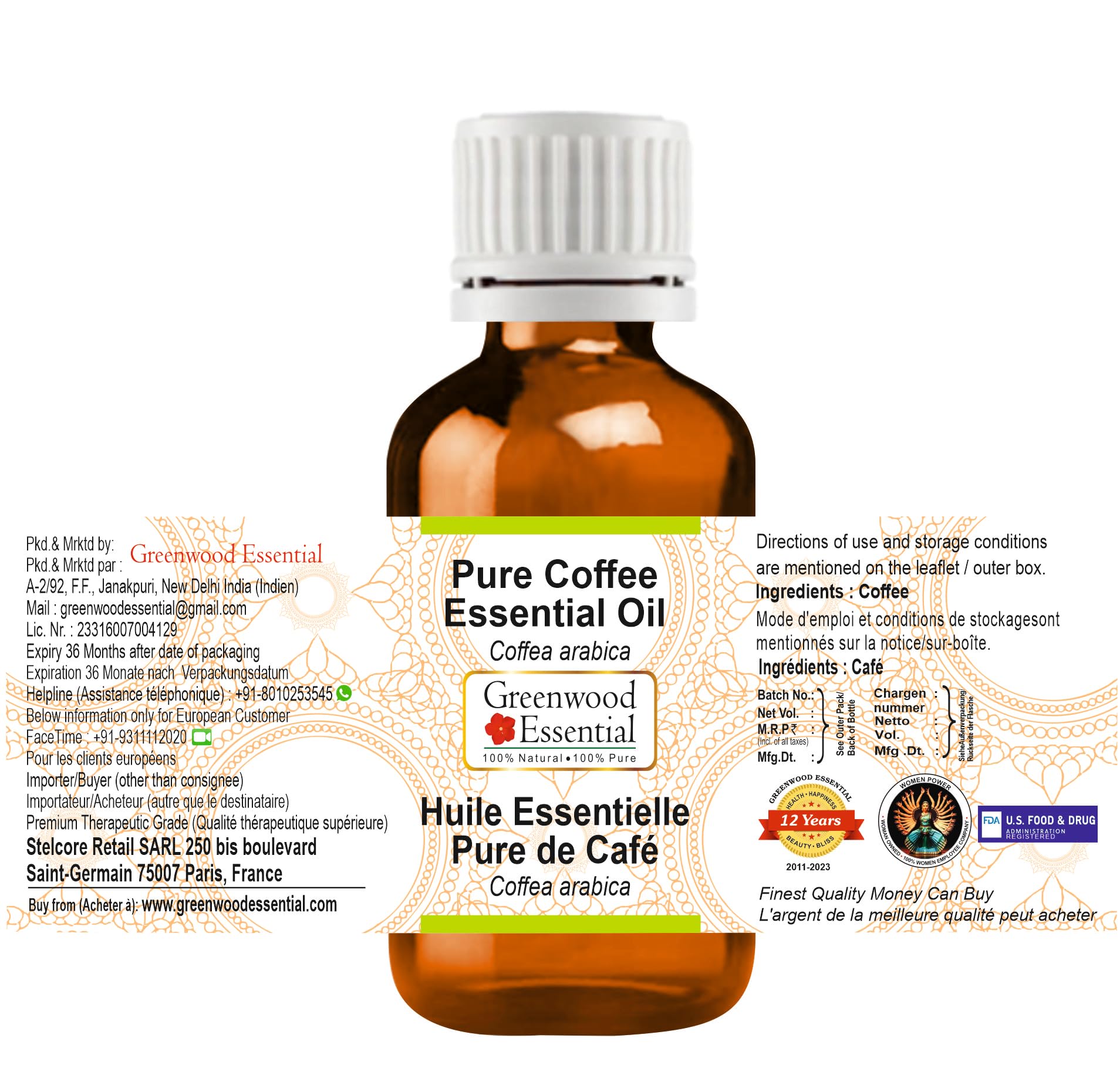 Difusor con Greenwood Essential Coffea Arabica para aroma suave en casa