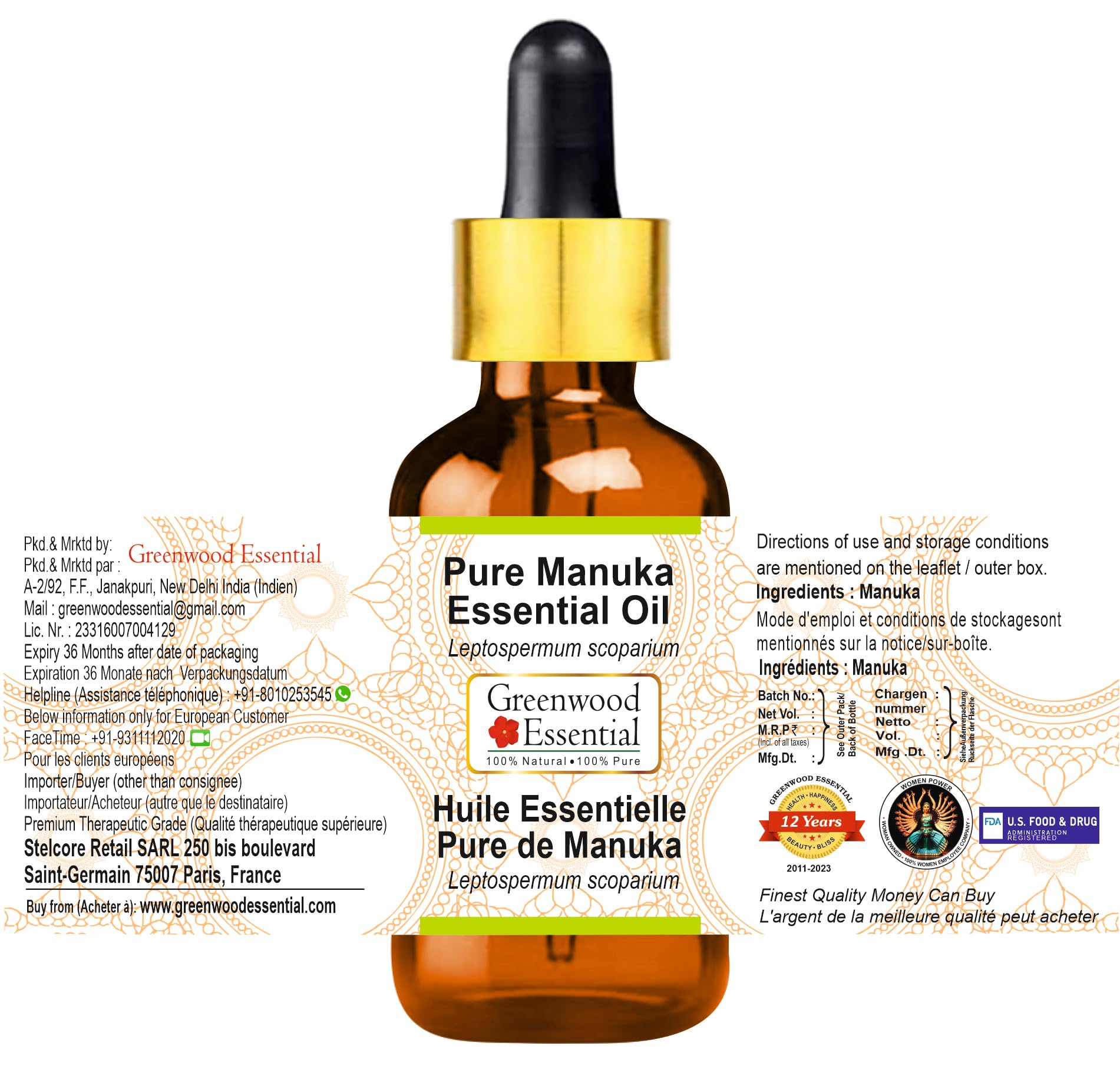 Greenwood Essential Manuka, gotero para dosis precisas