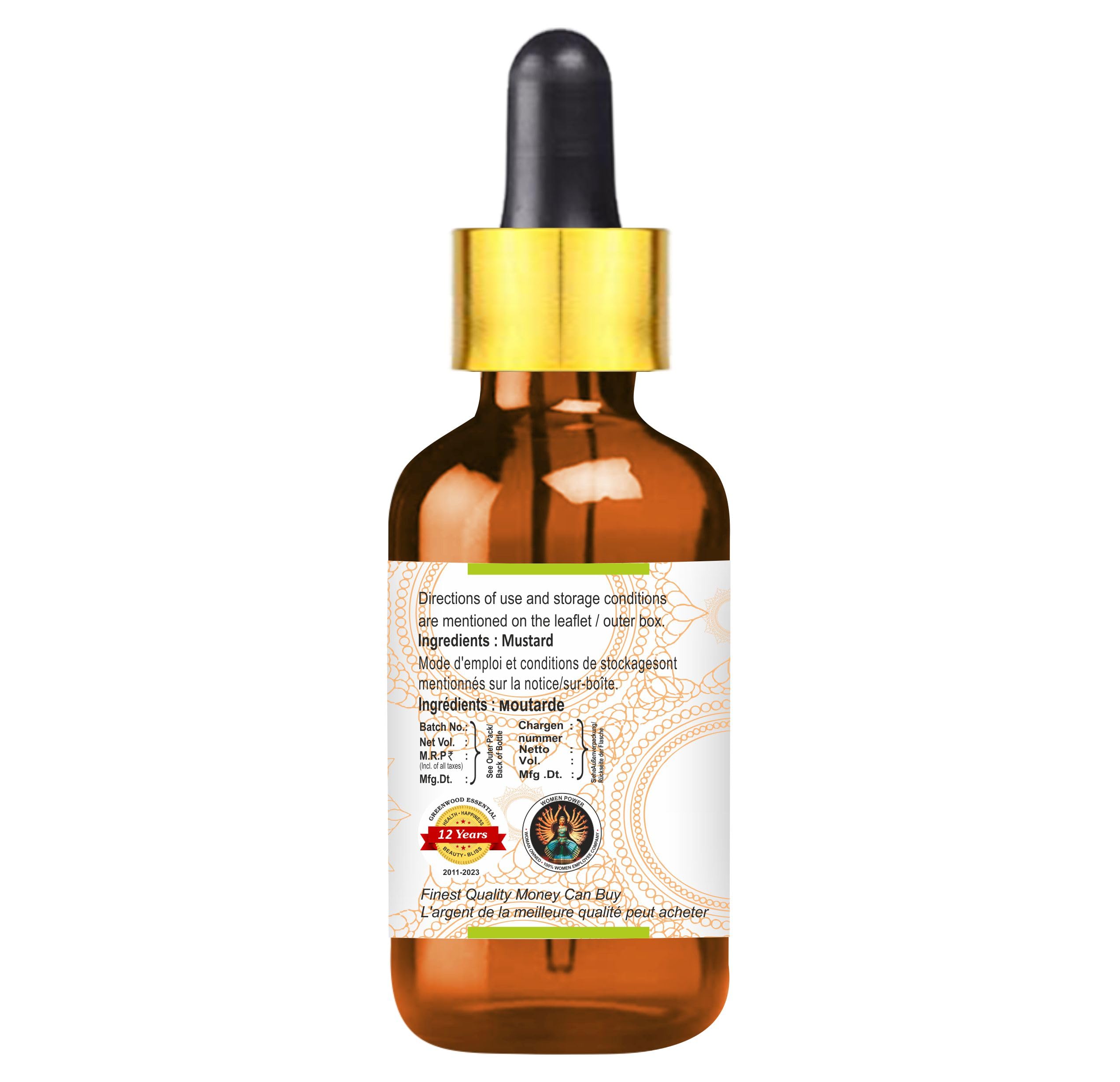 Textura ligera del aceite de mostaza, fácil de aplicar sobre piel y cabello.