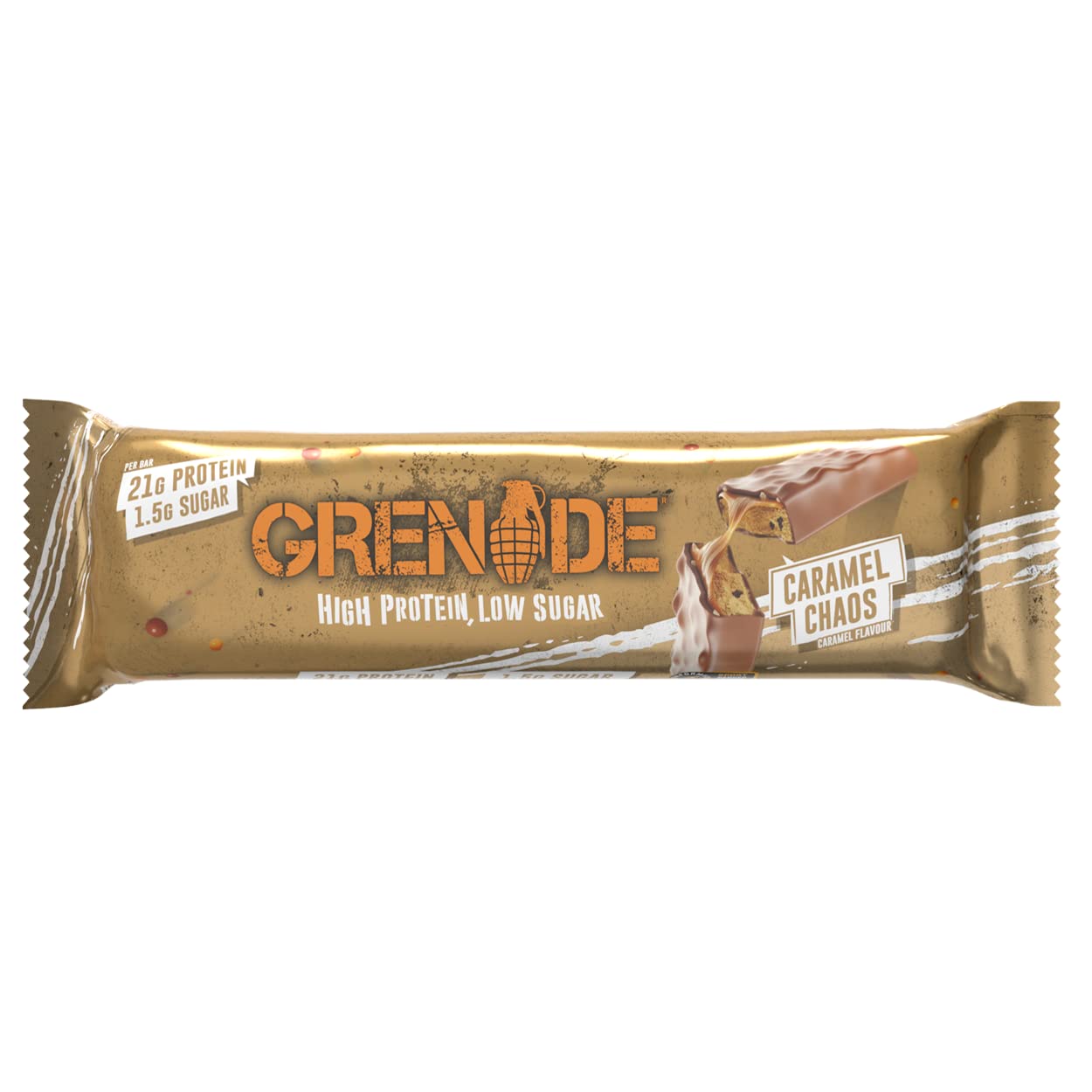 Interior suave proteico de Caramel Chaos, ideal para recargas rápidas.