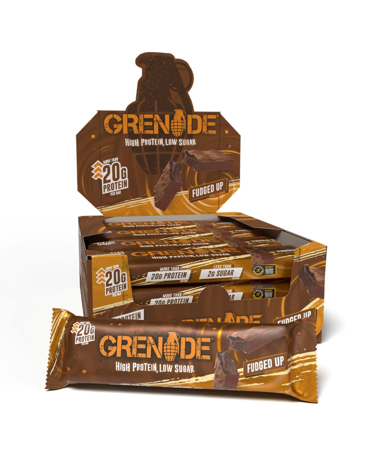 Barra Grenade Carb Killa en empaque, snack proteico práctico para cualquier momento.