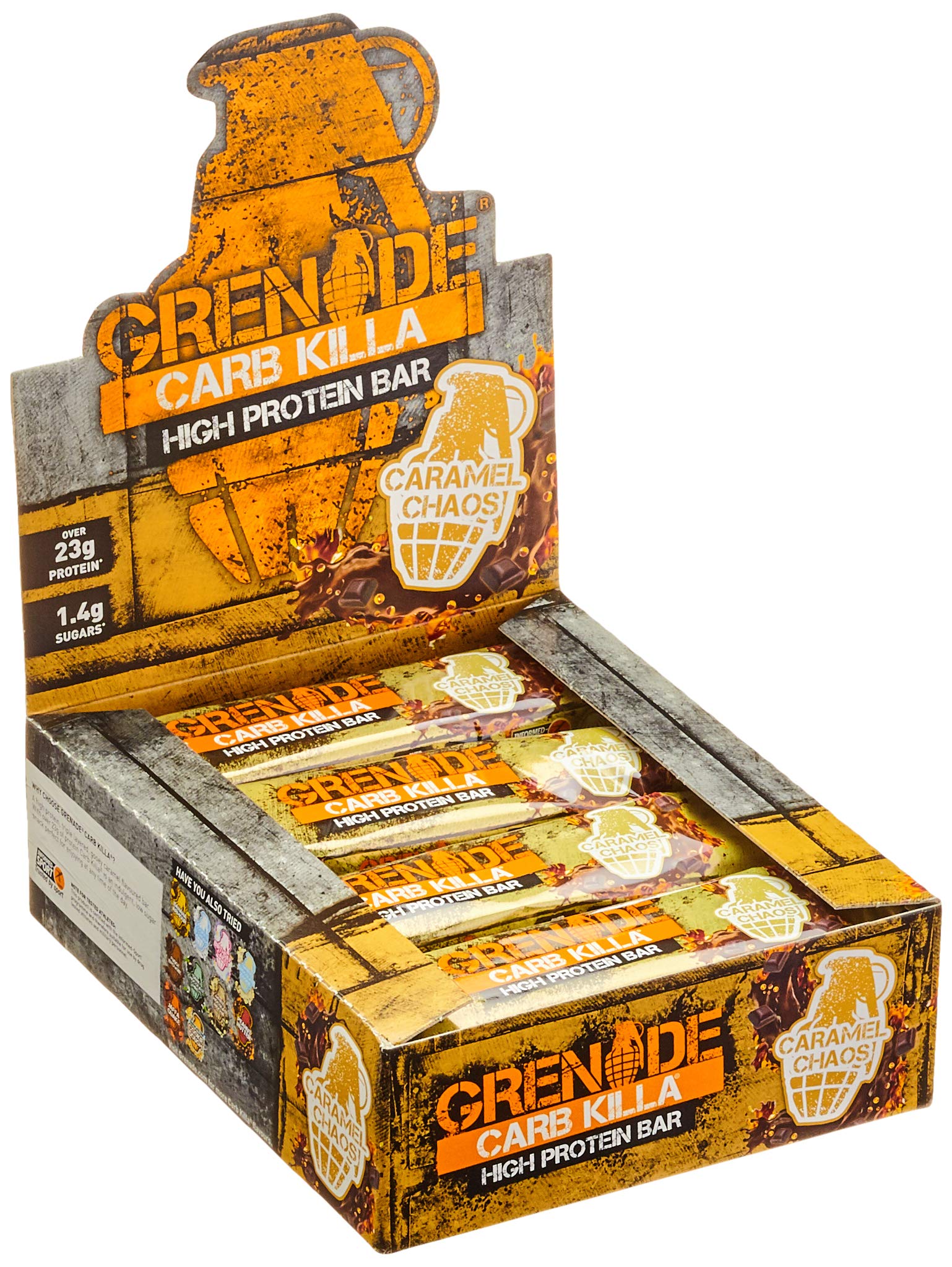 Grenade Carb Killa Barra Caramel Chaos: textura gruesa de caramelo y crujiente
