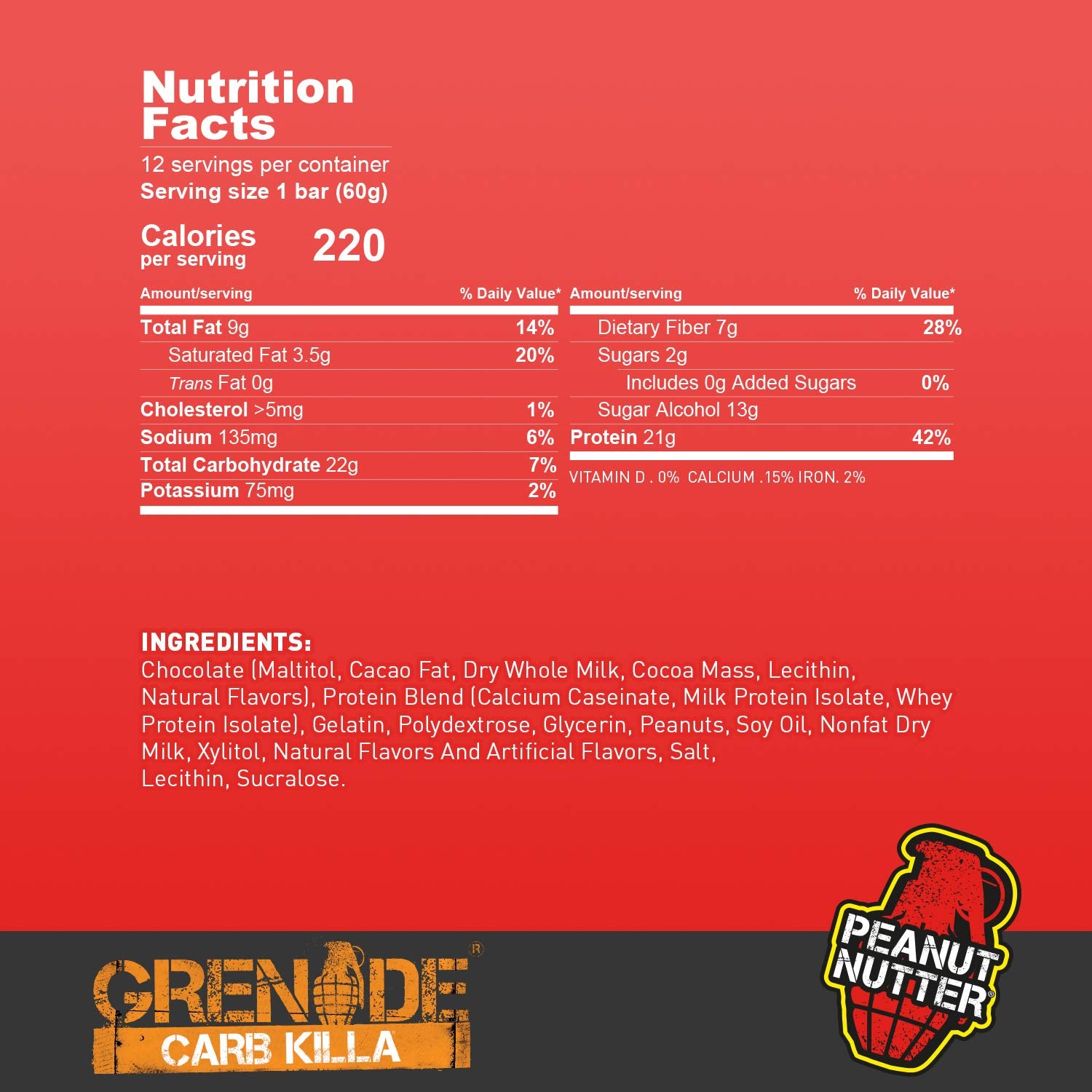 Grenade Carb Killa barra chocolate europeo, cobertura premium