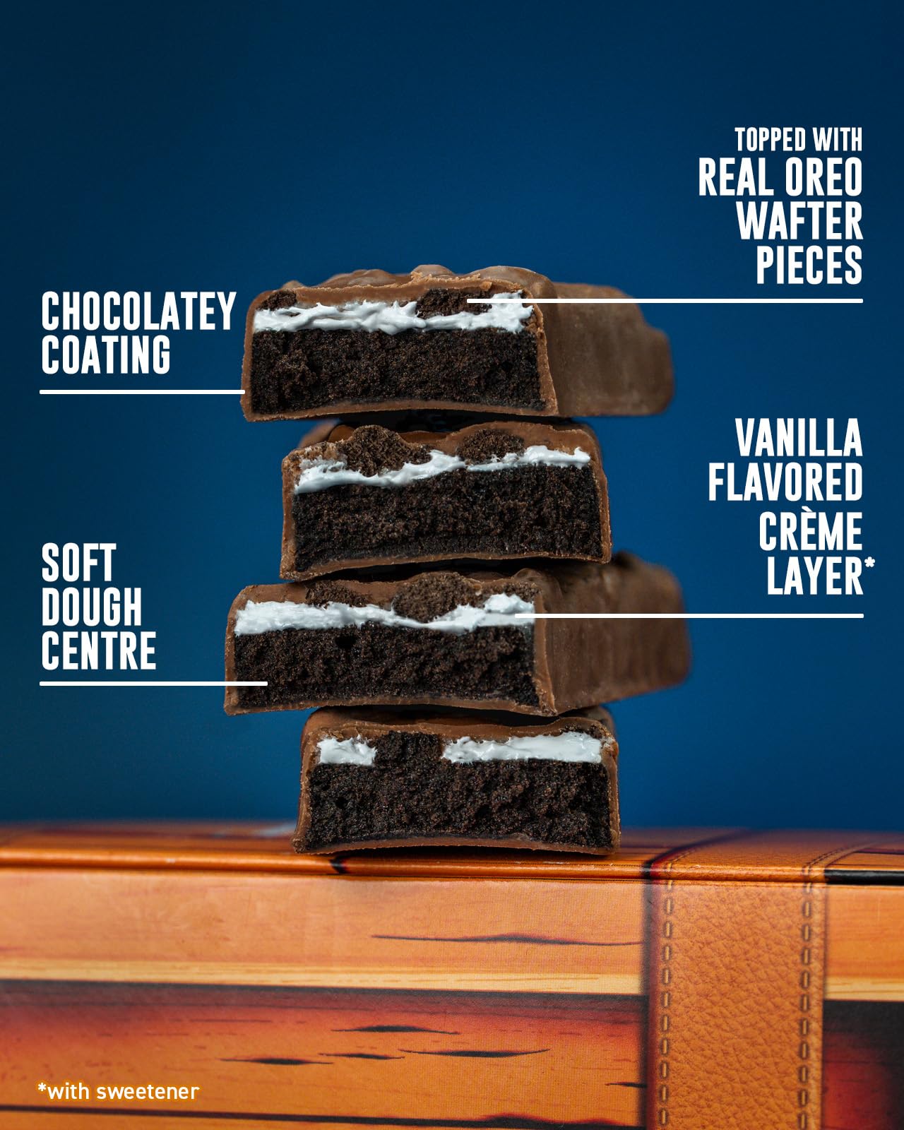 Grenade OREO barra de proteína vainilla crema, centro blando y cremoso