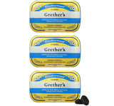 GRETHER'S pastillas de grosella negra en envase metálico; conserva la frescura para uso diario.