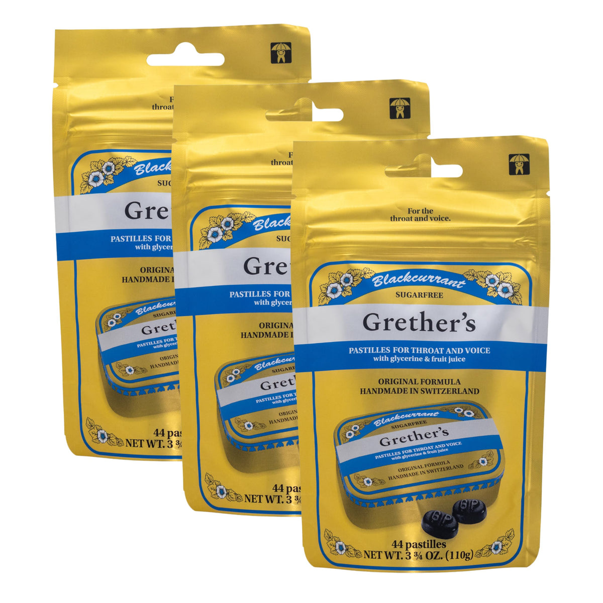 Grether's Grosella Negra sin azúcar, bolsa de recarga para completar la lata en casa.