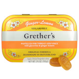 GRETHER'S sin azucar jengibre limon, pastillas en botella, sabor refrescante para la boca.