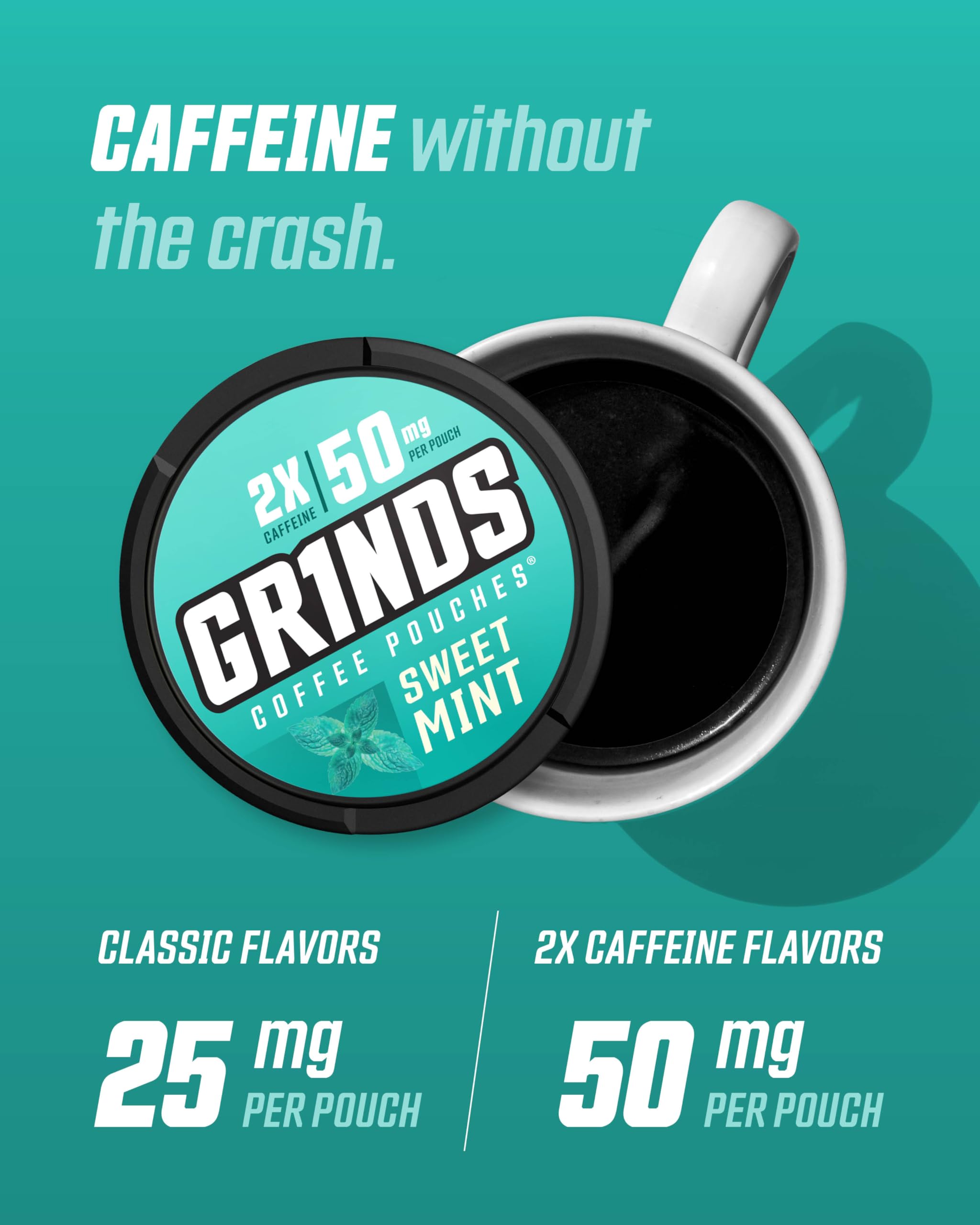 Grinds Coffee Pouches: energía rápida en movimiento para tu día.