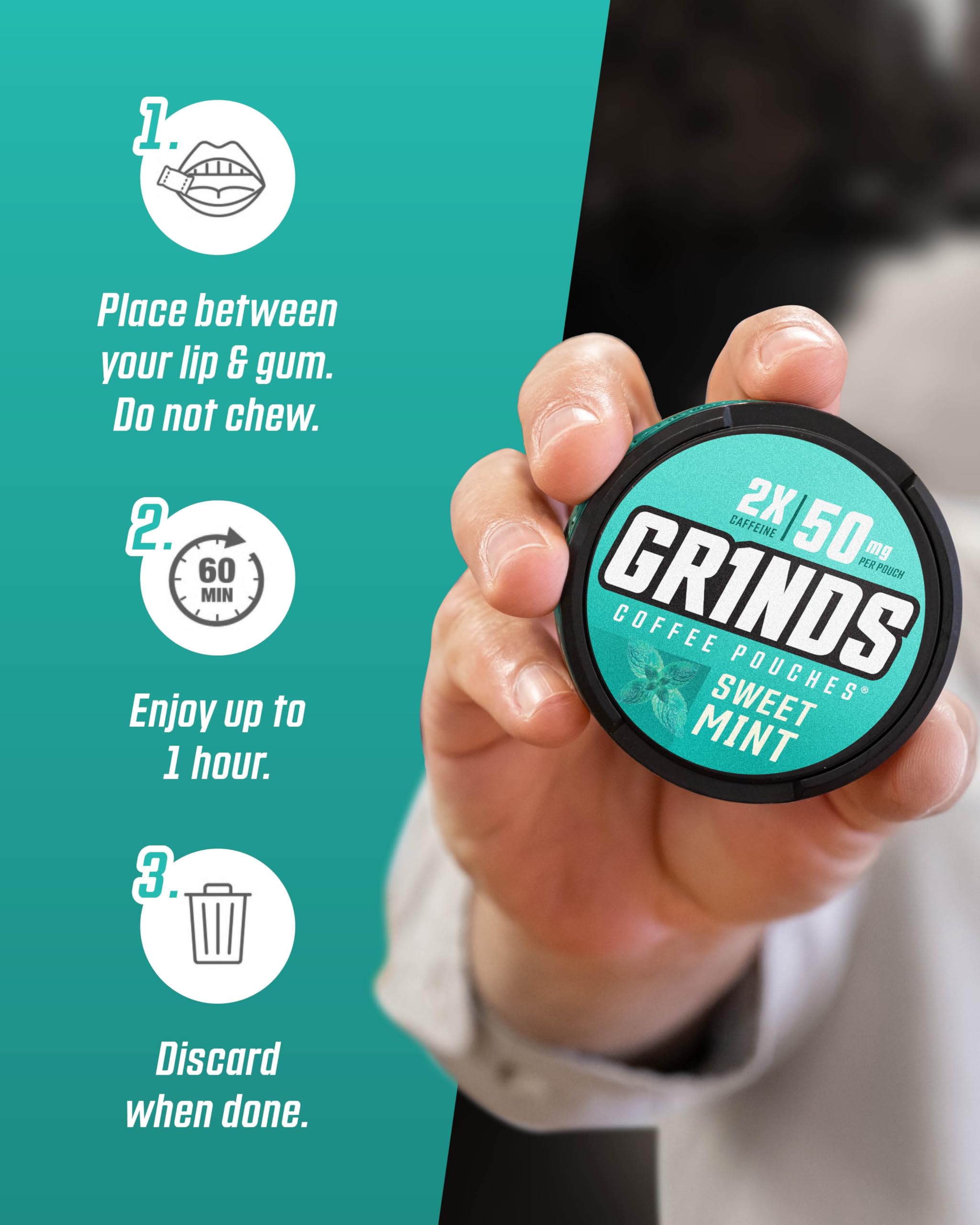 Grinds Coffee Pouches: sin nicotina para una energía limpia.