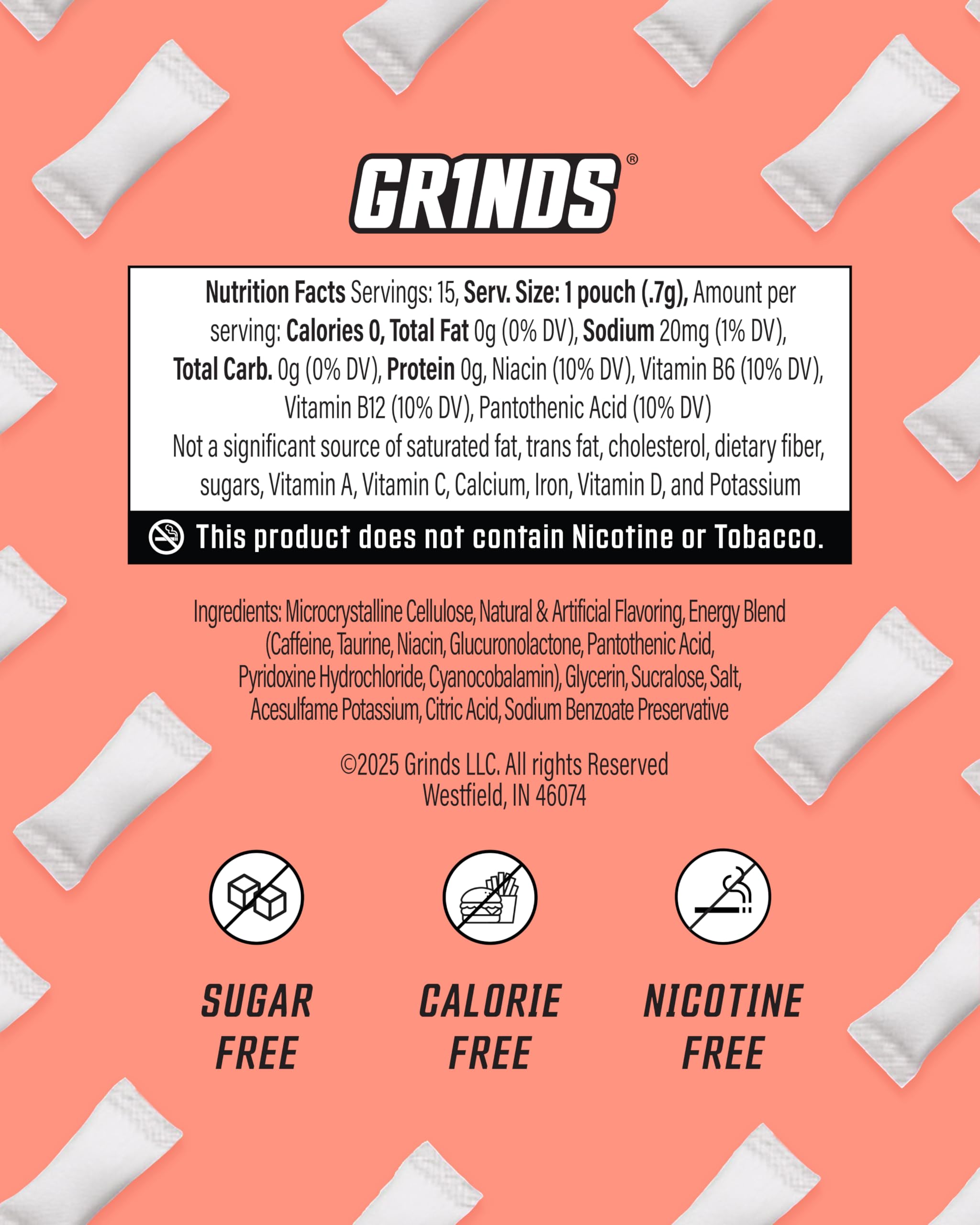 GRINDS Bolsas de energía útiles como pre-entrenamiento rápido sin azúcar