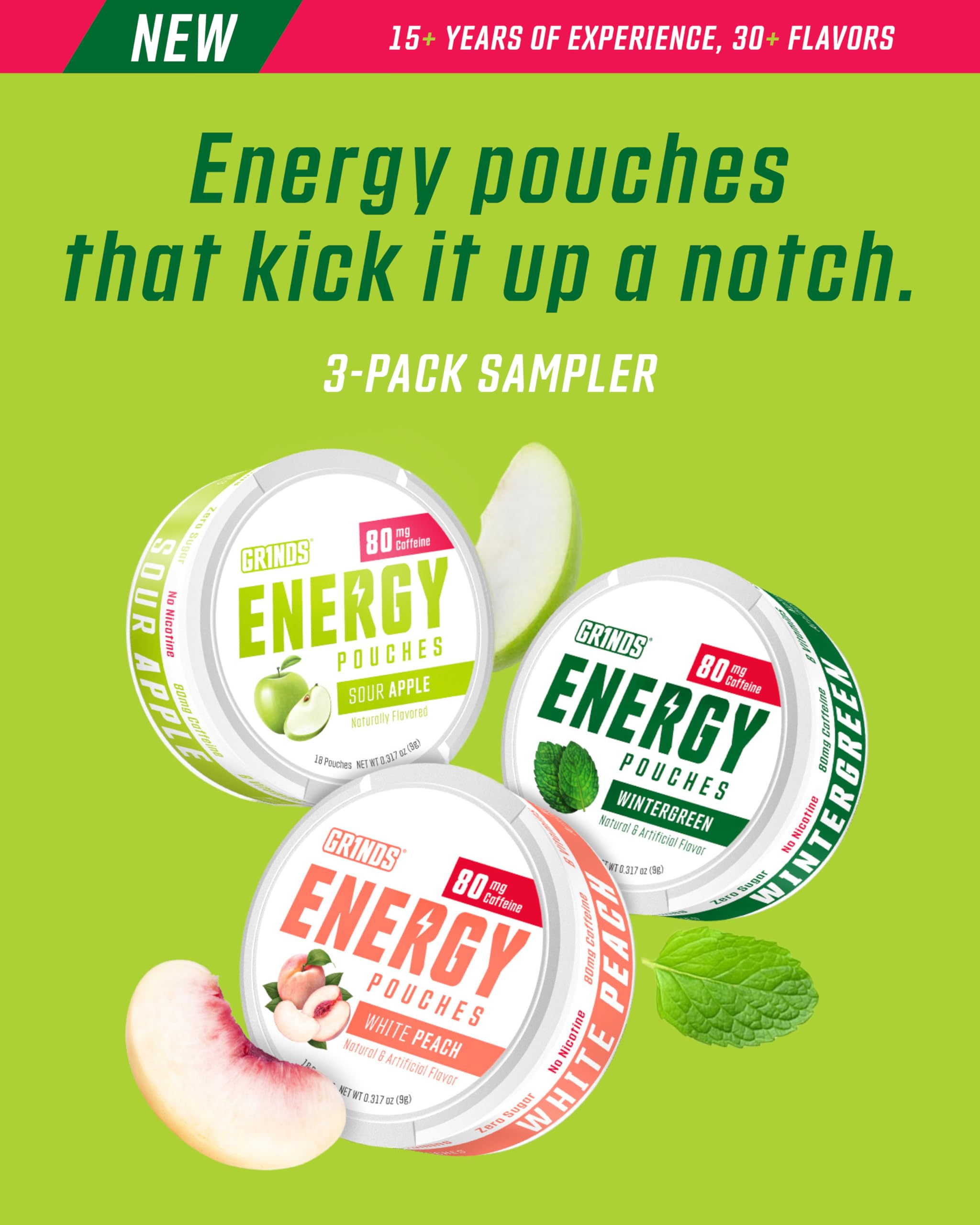 Tabla de sabores de GRINDS Bolsas de energía para elegir