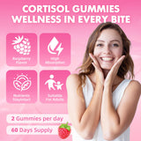 GrnLife Cortisol Gummies frambuesa, consumo cómodo diario.