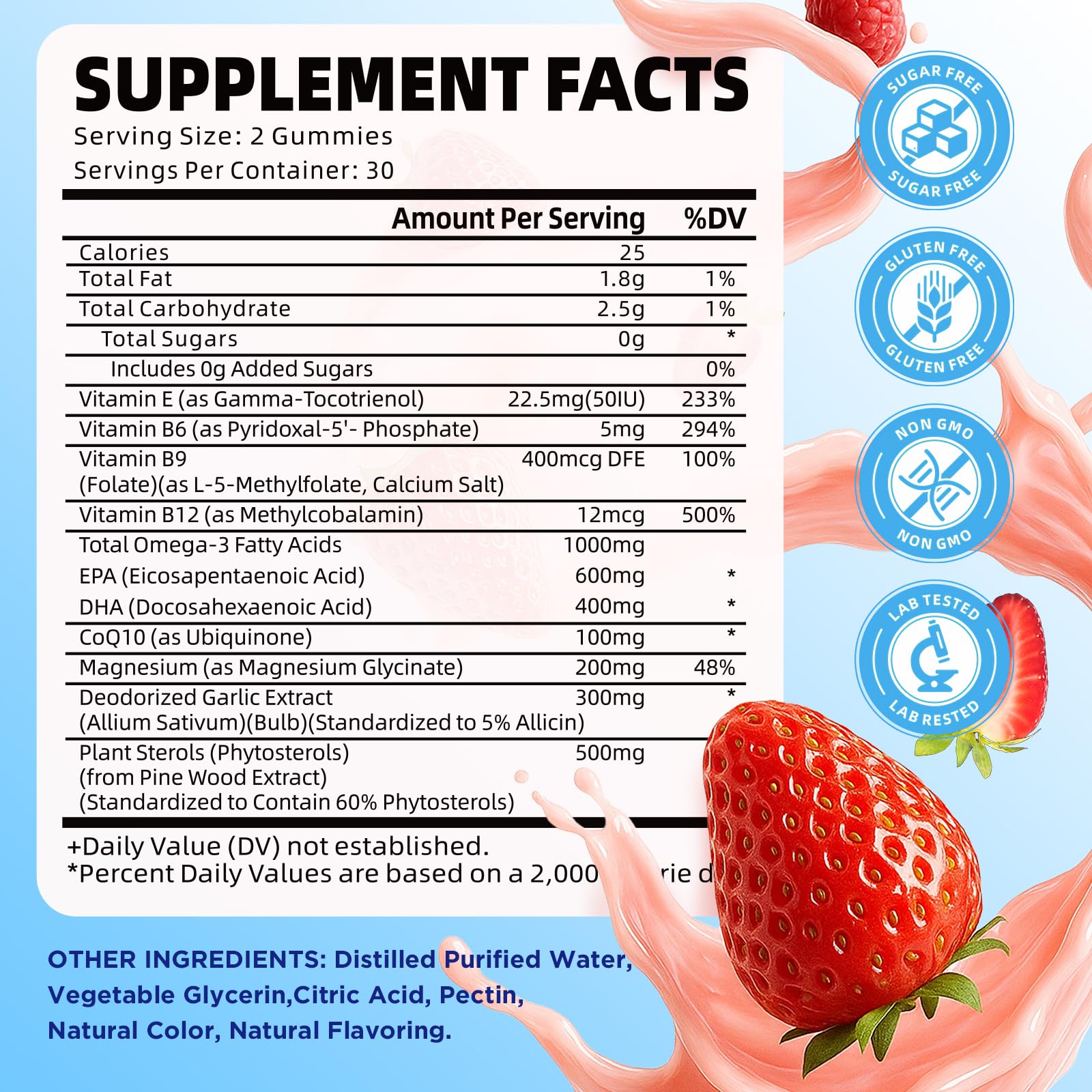 GrnLife gomitas omega-3 sabor fresa, textura masticable y agradable