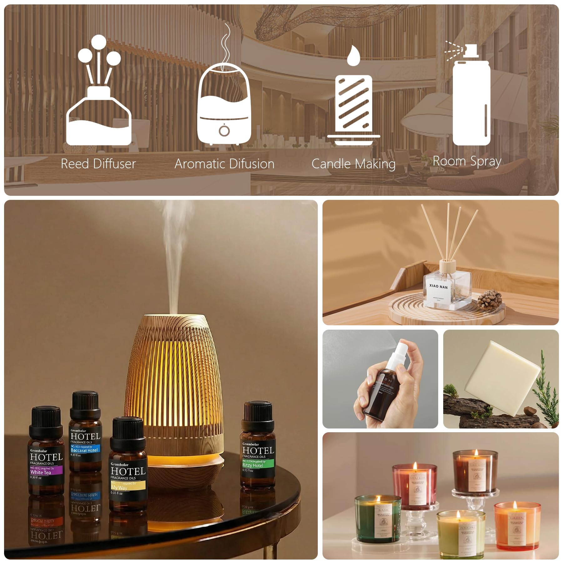 Grombolar aceites-difusor-diseño innovador para uso fácil.