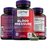 Grow Vitamin Blood Pressure Formula Support, botella mostrada para apoyo general de la salud cardiovascular.