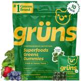Gomitas Grüns Super Greens sin azúcar, sabor fresa, snack diario nutritivo.