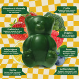 Grüns ingredients infographic illustrating 60 nutrient-dense components for kids