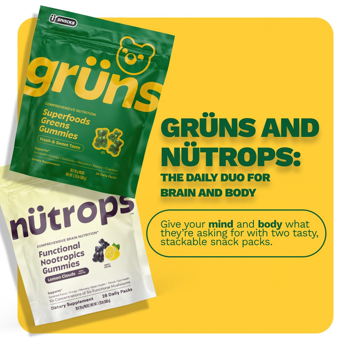 Grüns Nutrops mezcla de hongos para salud cerebral.