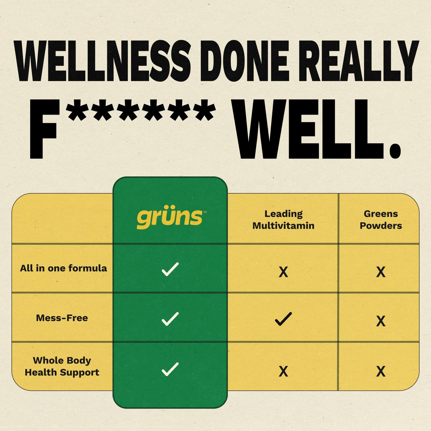 Grüns: opción vegana y sin gluten para adultos.