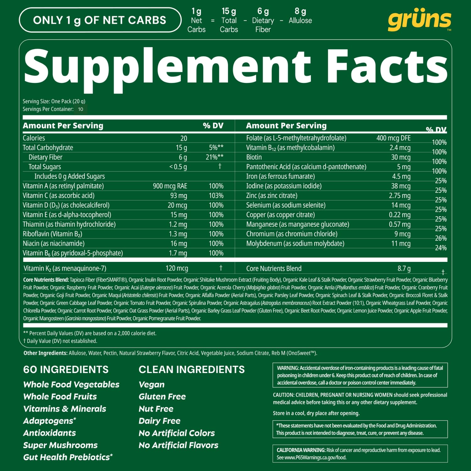 Snack portátil Grüns, ideal para recargar energía en movimiento.