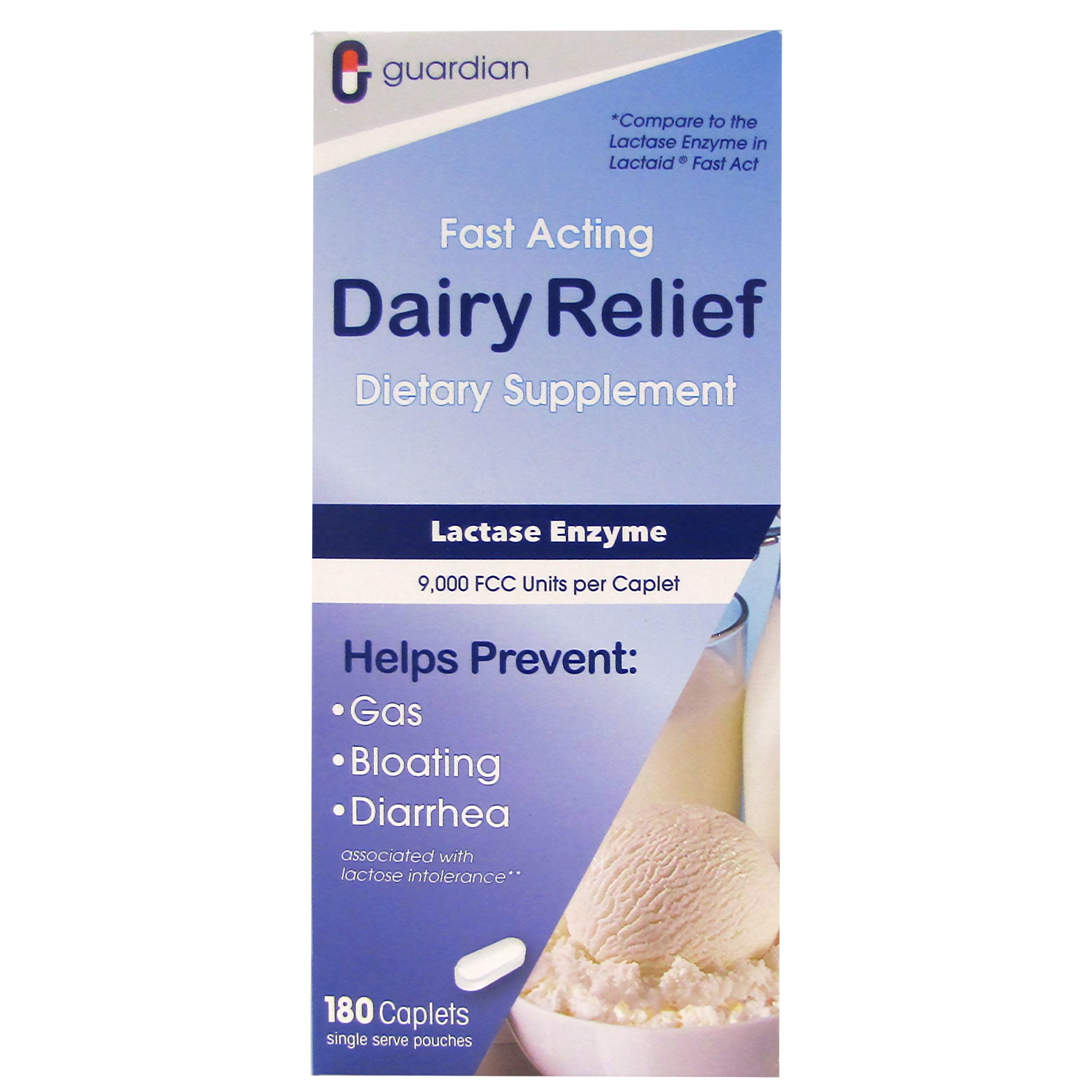guardian Dairy Relief: cápsulas envueltas individualmente para llevar con facilidad.